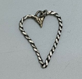 Vintage Sterling Silver Heart Charm Pendant