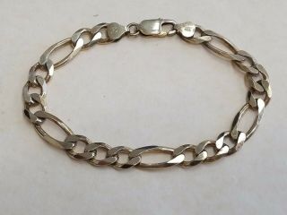 Vintage Mens Sterling Silver Figaro Link Bracelet 8.  5 " 18.  4g Milor Italy 10mm