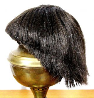 Vintage Human Dark Brown Short Hair Wig For Bisque Doll Size 13 " Circumference