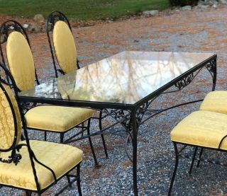 Vintage Wrought Iron And Glass Table & Chairs
