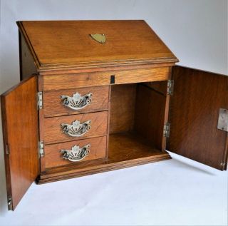 Lovely Antique Edwardian Golden Oak Smokers Cabinet Circa 1900 - 1910