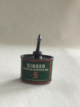 Vintage Singer Sewing Machine Metal Tin Oil Can 1 1/3 Oz Advertising Made In Usa