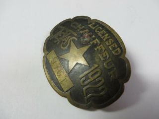 Vintage 1922 State of TEXAS Licensed Chauffeur Badge No.  9761 Drivers Pin 3