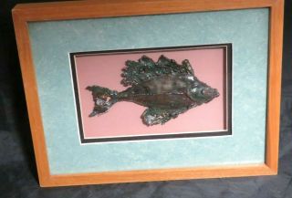 Vintage Brutalist Metal Sculpture Mike Bucha Modernism Michigan - Framed Fish