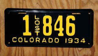 1934 Colorado Lost License Plate 1 - 846