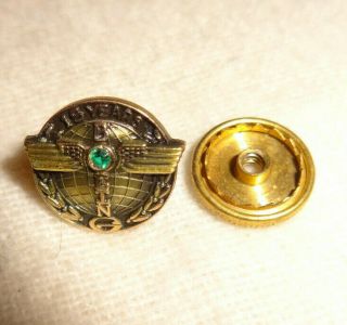 Vintage Boeing 15 Year 10k Gold Service Pin And Screw Back Green Stone