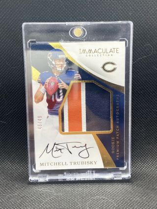2017 Immaculate Mitchell Trubisky Rc Rookie Patch Auto /49 Gold Bears Sp
