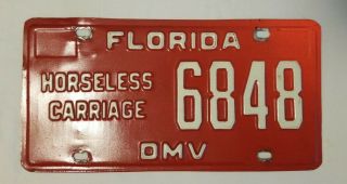 Florida License Plate - Horseless Carriage 6848 Dmv - Metal
