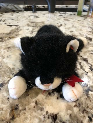 Vintage Ty " Boots " The Black Cat 11 " Vintage Toy 1997 White Paws & Green Eyes