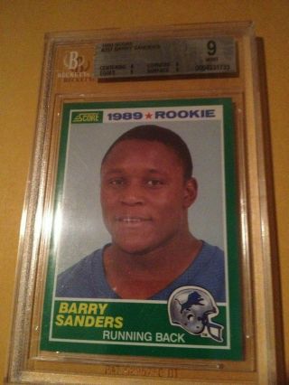 1989 Score Football Barry Sanders Detroit Lions Rc Rookie 257 Bgs 9 All 9 