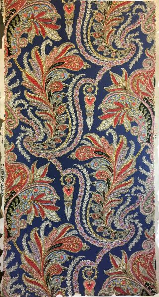 Antique 19th C.  French Zuber Paisley Wallpaper (w152)