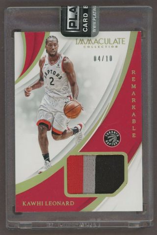 2018 - 19 Immaculate Gold Remarkable Kawhi Leonard 3 - Color Patch 4/10