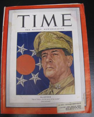 Vintage Time August 27 1945 General Macarthur Chiang Kai - Shek