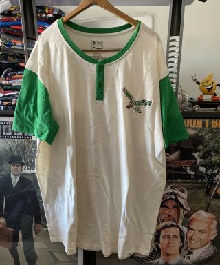 Philadelphia Eagles Henley T Shirt Mens Size Xxxl 3xl Vintage Style Fanatics 80s