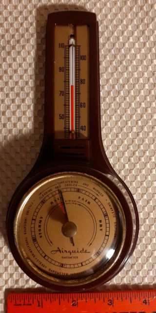 Vintage Airguide Bakelite Barometer/thermometer Wall Mounted Weather Station See