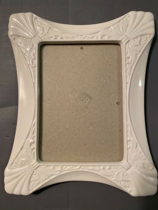 White Ceramic Picture Frame With Design In Frame 61/2” By 41/2” Vintage?
