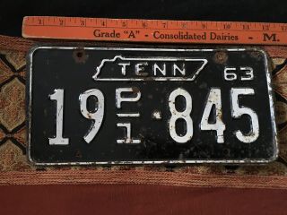 1963 Tennessee Truck License Plate 19 P/1 - 845 Bradley County