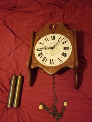 Vintage England Clock Co.  Bristol Conn.  Wall Clock Weight Driven Chime