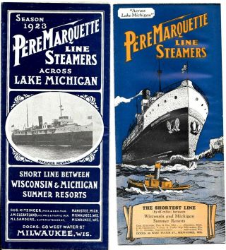 Vintage 1923,  29 Pere Marquette Steam Ship Steamer Timetables - Lake Mi - Great Lakes