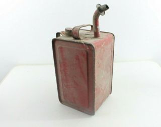 Vintage Metal Oil Gas Kerosene Can With Cap Car Truck Auto Jeep Red