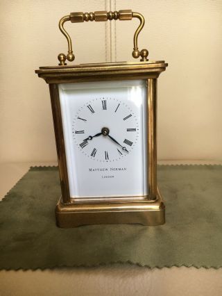 Vintage Swiss Made ‘1754’ Carriage Clock By Matthew Norman.  Recently Serviced.