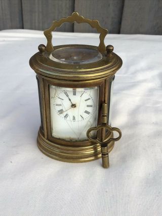 Vintage 8 - Day Miniature Brass Carriage Clock With Key For Restoration