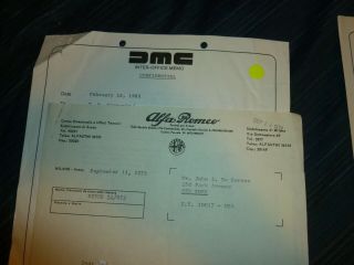1980 Doc Signed John Delorean,  Interesting Telex Messages,  Alfa Romeo Docs,  More