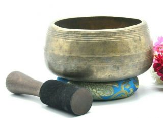 Antique Singing Bowl - 6.  5 Inches Mani Singing Bowl - Collected Bowl - Yoga - Nepal - Old