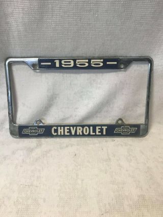 Vintage 1955 Chevrolet Chrome Metal License Plate Holder