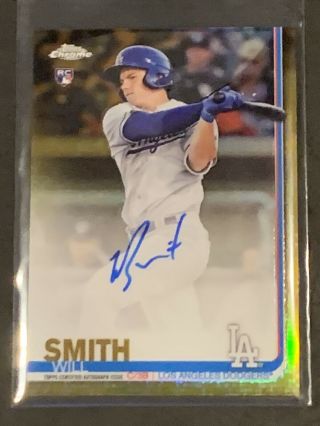 2019 Topps Chrome Rookie Autograph Gold Refractor Will Smith 45/50 Dodgers Auto