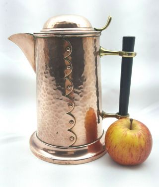 Antique Arts & Crafts Hammered Copper Jug By Henry Loveridge Wolverhampton