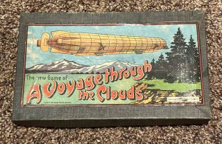 Antique Early 1900’s A Voyage Through The Clouds Zeppelin Board Game