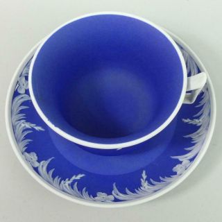 ANTIQUE WEDGWOOD BLUE JASPER DIP POTTERY CABINET CUP & SAUCER C.  1825 2