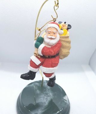 Santa Toy Sack Disney Mickey Mouse Christmas Ornament Resin Candy Cane Vintage