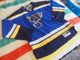 Vtg Reebok St.  Louis Blues Hockey Nhl Jersey Blue Yellow Mens Large L