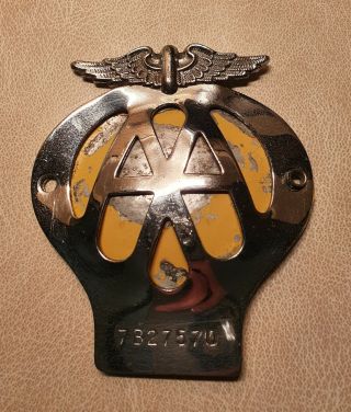 Vintage,  Automobile Association Aa,  Car Badge Emblem,  1960 - 61,  7b27570