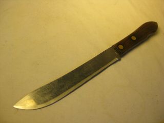 Vintage Citation Stainless Steel U.  S.  A.  Butcher Chef Knife Double Rivet Wood