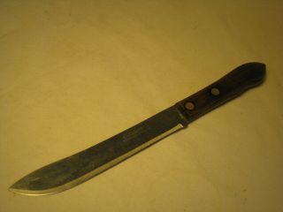 vintage Citation Stainless Steel U.  S.  A.  butcher chef knife double rivet wood 3