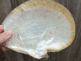 A Fine Carved Chinese Landscape Mother Of Pearl Shell 19thc