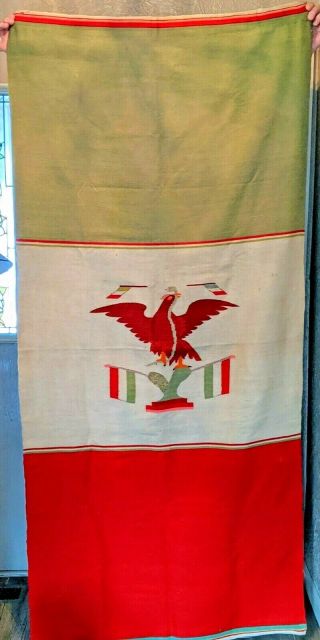 Antique Mexican Flag Banner Mexico 79 1/2 X 37 1/2 Wool
