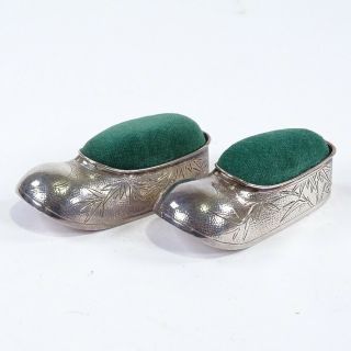 A Fine Chinese Export Silver Novelty Shoe Pin Cushions,  Early 20thC 2