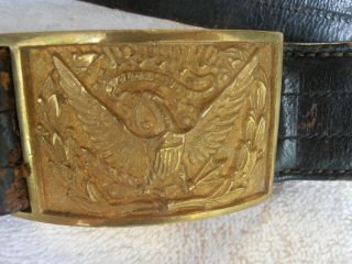 Antique - Civil War Belt With Brass Eagle Buckle