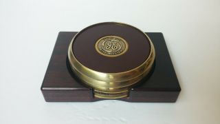 Bts Promotional Coaster Set Ge General Electric Rare Brass Leather Gift Vtg