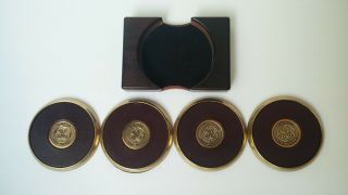 BTS Promotional Coaster Set GE General Electric Rare Brass Leather Gift VTG 2