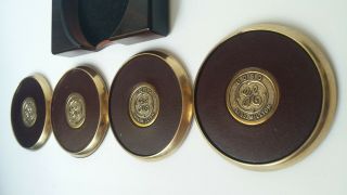 BTS Promotional Coaster Set GE General Electric Rare Brass Leather Gift VTG 3