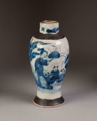 19th Century Chinese Porcelain Crackle Glazed Baluster Vase.