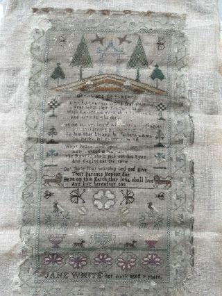 Antique Embroidery Sampler 17th 18th Century Jane White 9 Proverbs 30 17