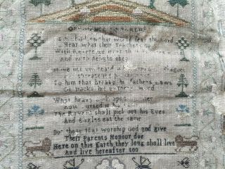 Antique Embroidery Sampler 17th 18th Century Jane White 9 Proverbs 30 17 3