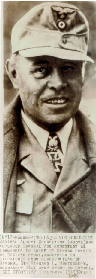1945 Vintage Photo Ww2 German Field Marshal Albert Kesselring Poses In Uniform