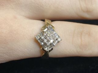 Stunning Vintage 10k Gold Diamond Ring Size 6.  75 21 Diamonds Gorgeous